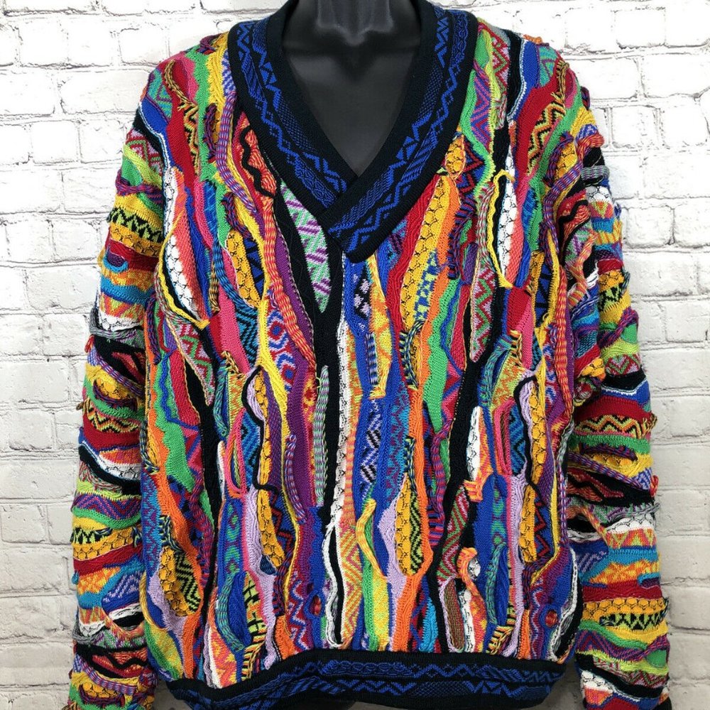 Vtg COOGI Cotton Knit 3-D Sweater Australia V-Neck - Picture 11 of 11